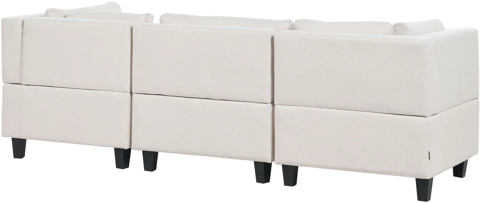 Beliani Trijų vietų modulinė sofa UNSTAD, šviesiai smėlio spalvos su otomane