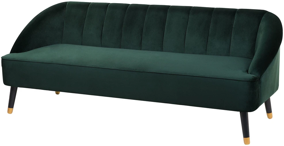 Beliani Trijų vietų sofa ALSVAG, smaragdo spalvos veliūras