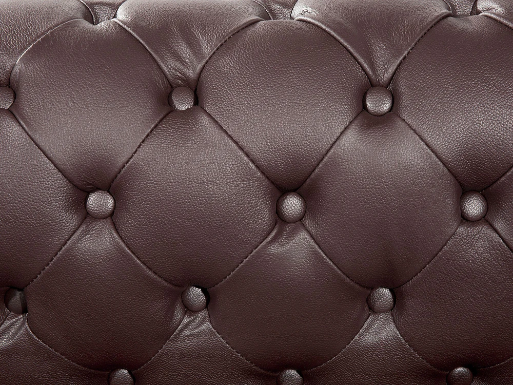 Beliani Trijų vietų sofa CHESTERFIELD Natūrali oda Ruda