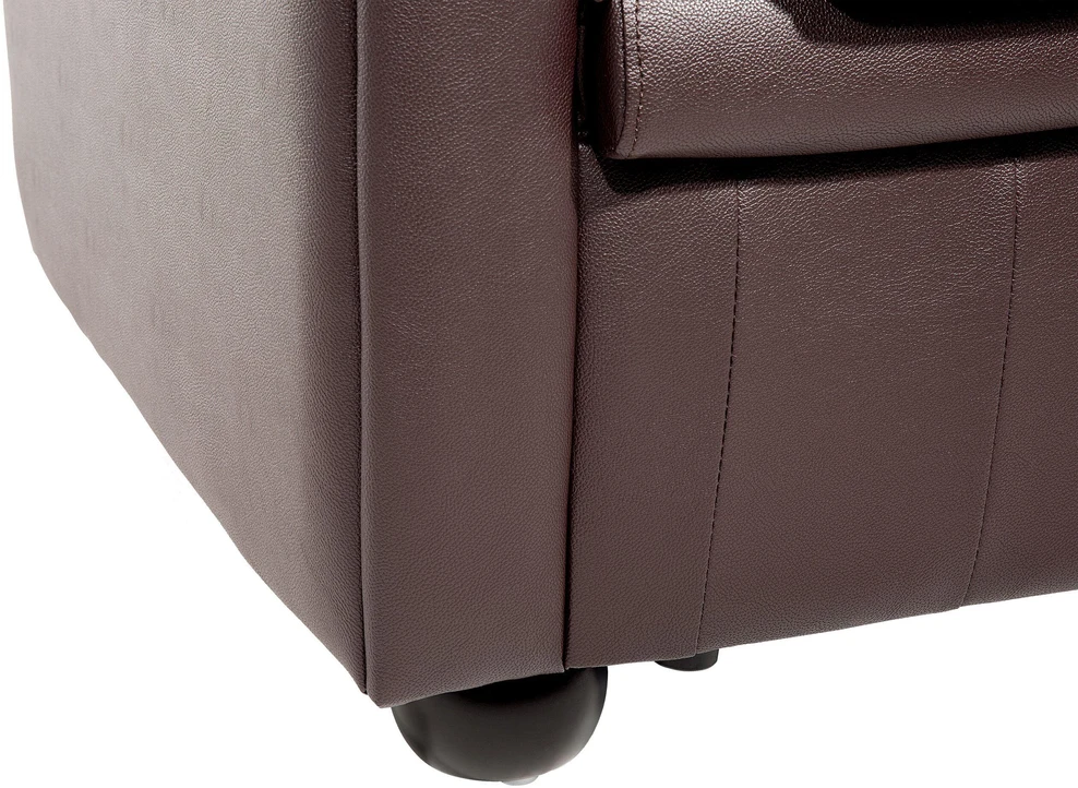 Beliani Trijų vietų sofa CHESTERFIELD Natūrali oda Ruda