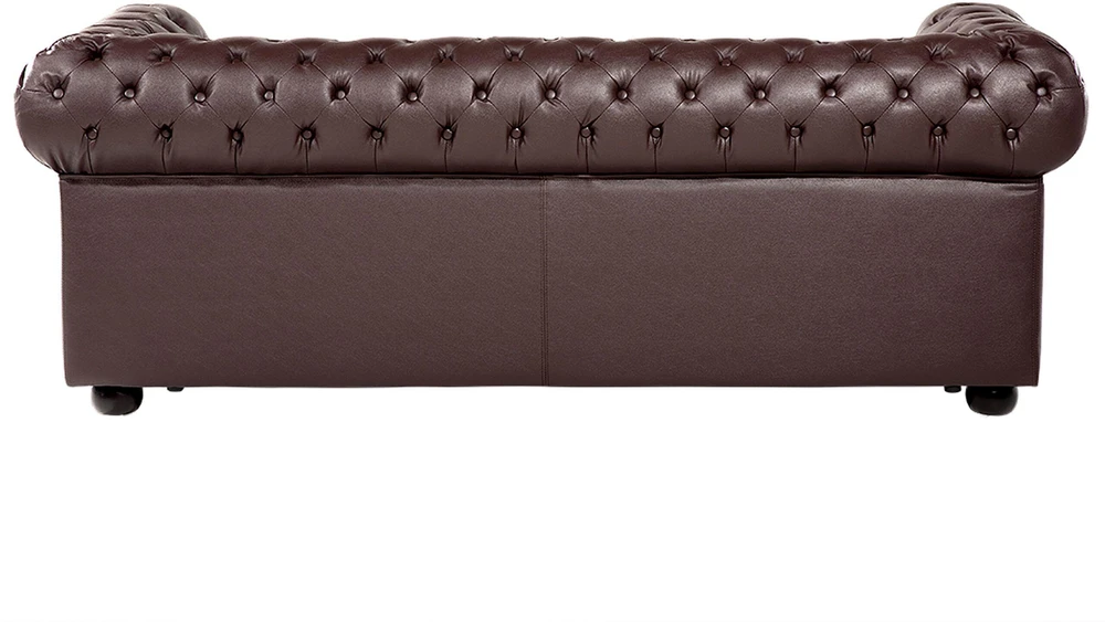Beliani Trijų vietų sofa CHESTERFIELD Natūrali oda Ruda