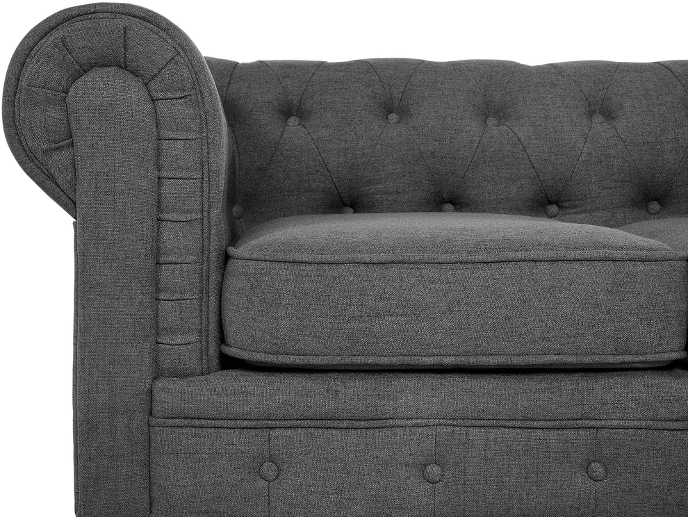 Beliani Trijų vietų sofa CHESTERFIELD Pilka