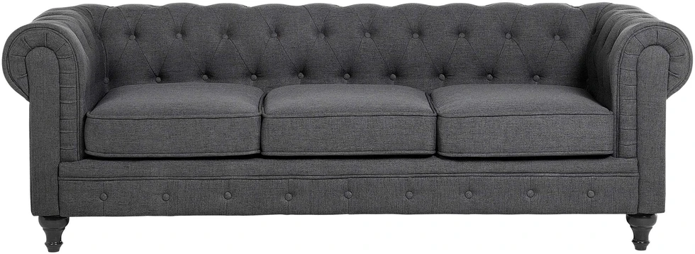 Beliani Trijų vietų sofa CHESTERFIELD Pilka