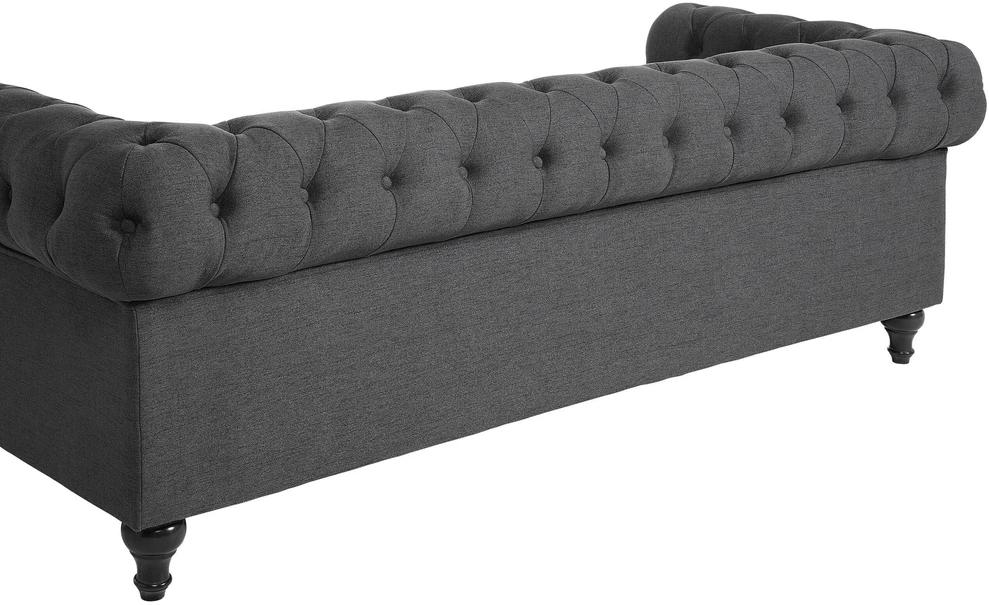 Beliani Trijų vietų sofa CHESTERFIELD Pilka