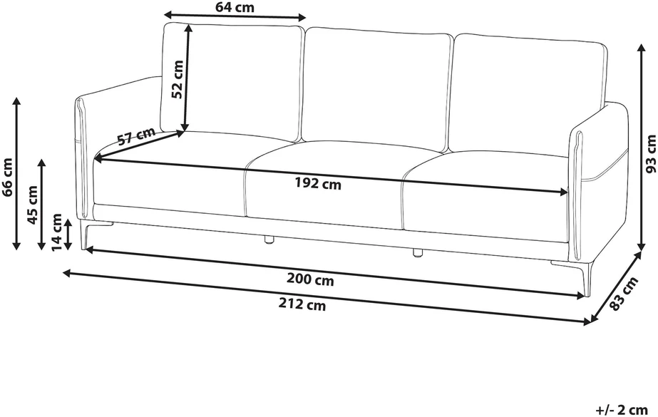 Beliani Trijų vietų sofa CILENS, šviesiai smėlinė