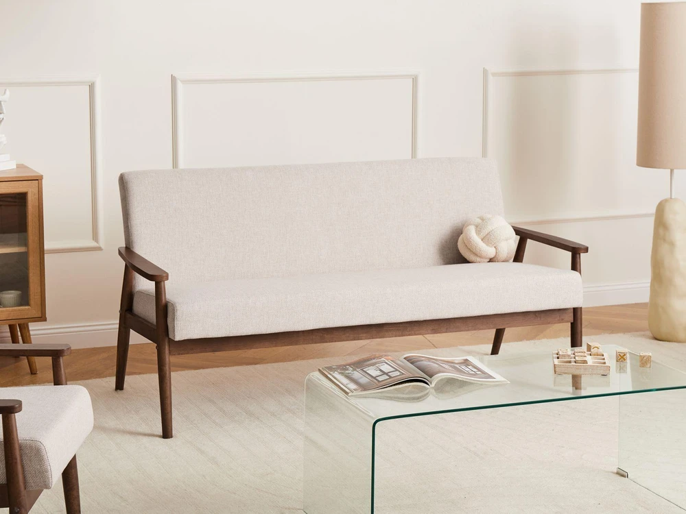 Beliani Trijų vietų sofa ESRUM, tamsiai ruda/smėlio spalvos
