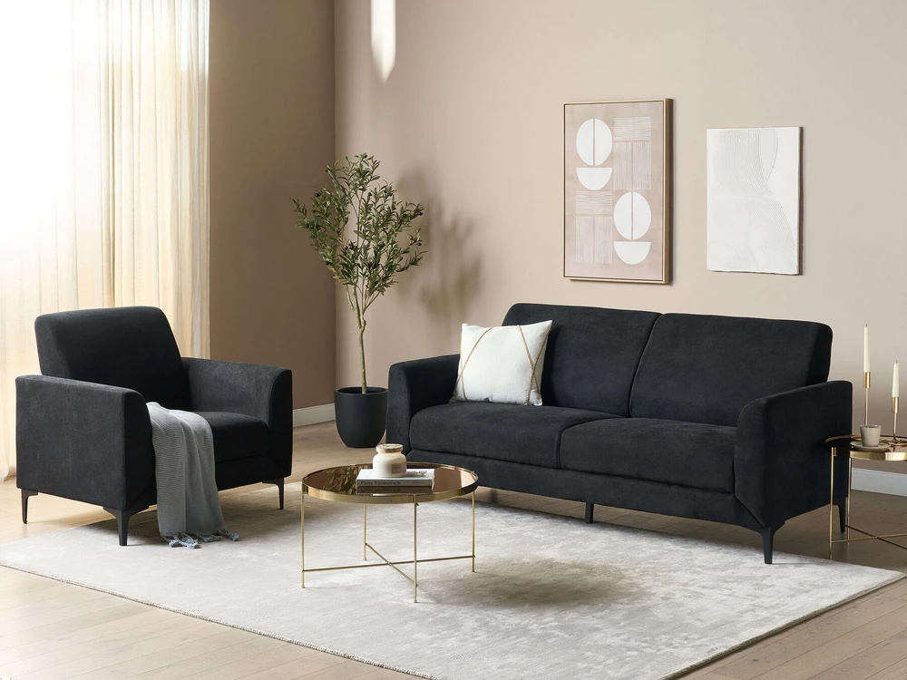 Beliani Trijų vietų sofa FENES, juoda