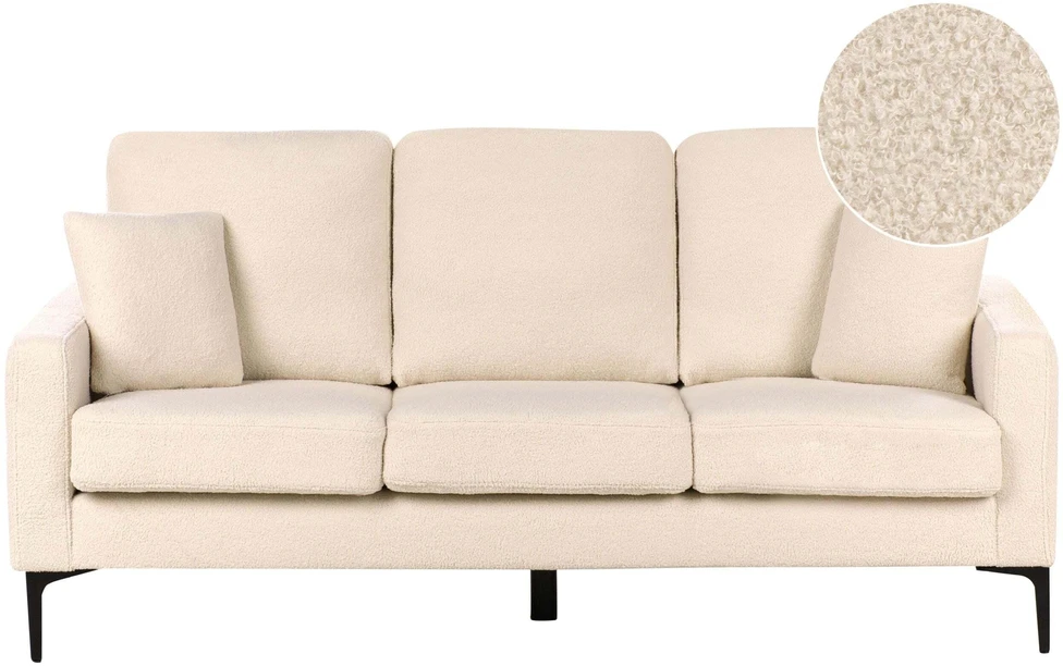 Beliani Trijų vietų sofa GAVLE Boucle, smėlio spalvos