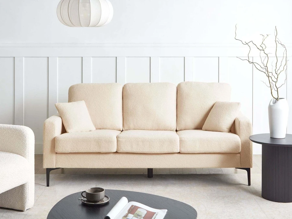 Beliani Trijų vietų sofa GAVLE Boucle, smėlio spalvos