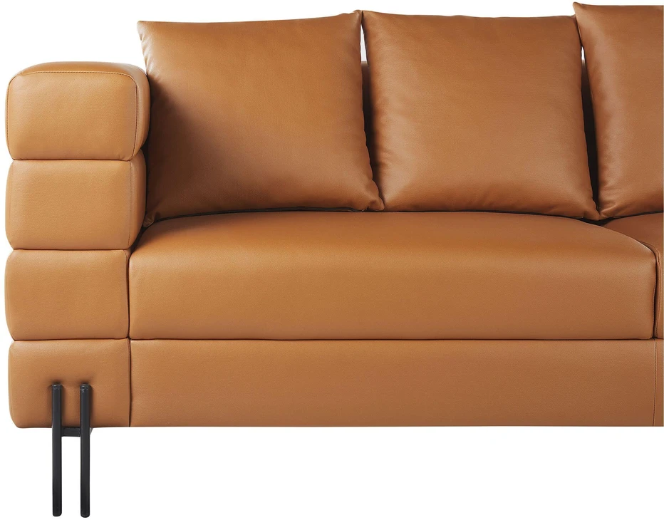 Beliani Trijų vietų sofa GRANNA, ekologiška oda, ruda