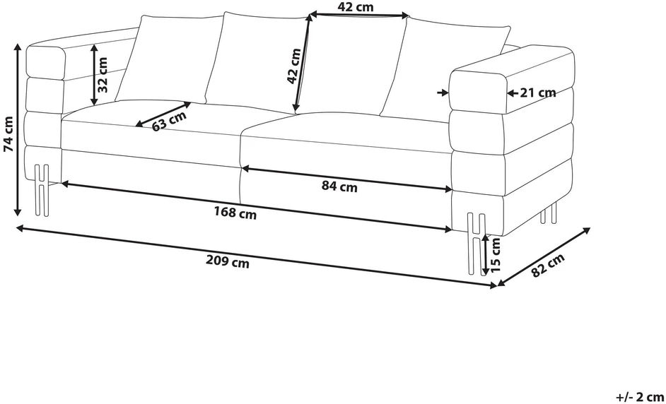 Beliani Trijų vietų sofa GRANNA, ekologiška oda, ruda