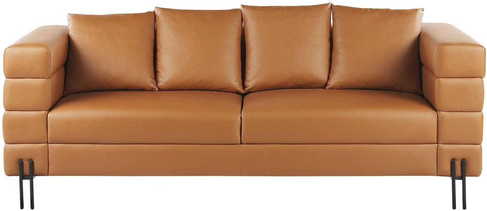Beliani Trijų vietų sofa GRANNA, ekologiška oda, ruda