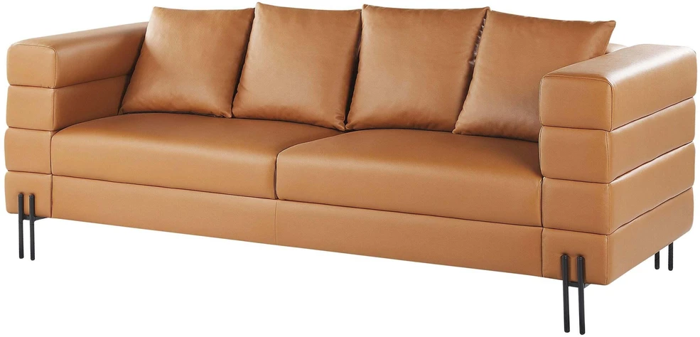 Beliani Trijų vietų sofa GRANNA, ekologiška oda, ruda