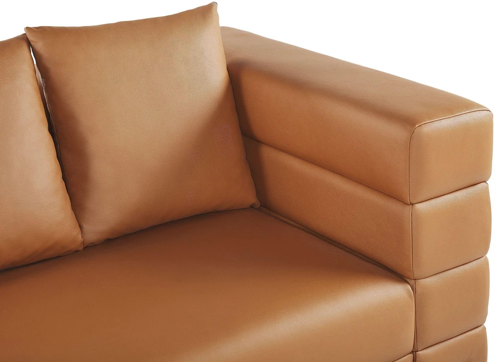 Beliani Trijų vietų sofa GRANNA, ekologiška oda, ruda
