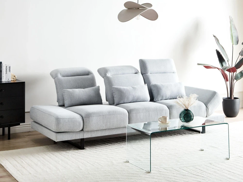 Beliani Trijų vietų sofa IKAST šviesiai pilka