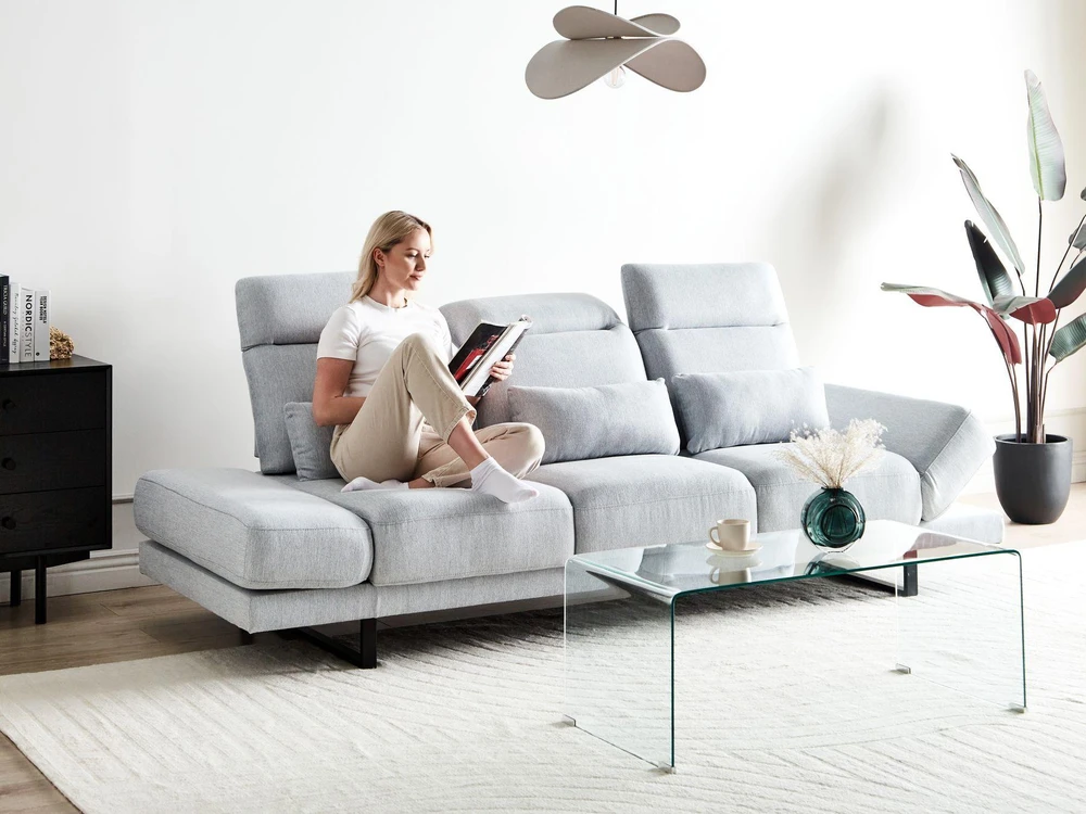 Beliani Trijų vietų sofa IKAST šviesiai pilka