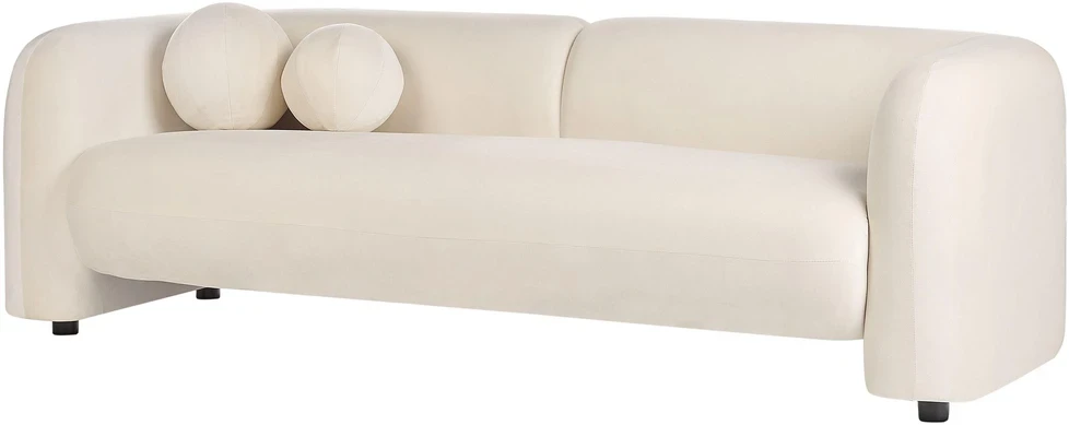 Beliani Trijų vietų sofa LEIREN, veliūras, kreminė balta