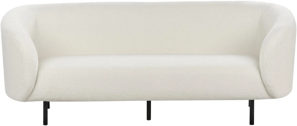 Beliani Trijų vietų sofa LOEN, balta, „Bouclé“