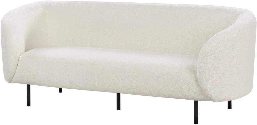 Beliani Trijų vietų sofa LOEN, balta, „Bouclé“