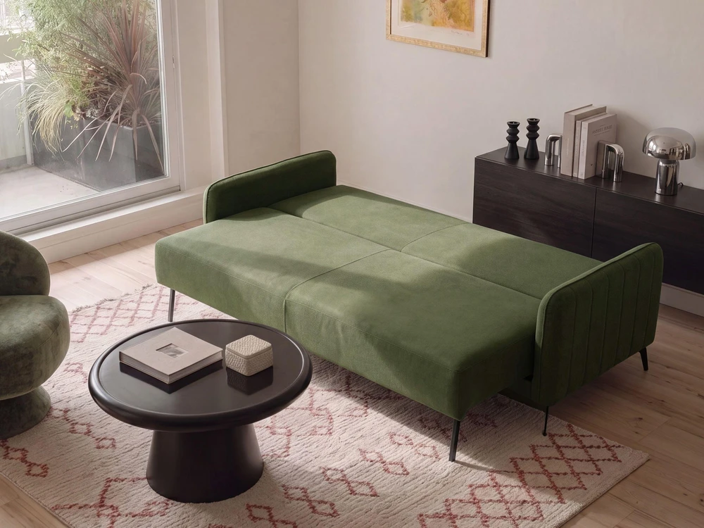 Beliani Trijų vietų sofa-lova HEMING, žalia