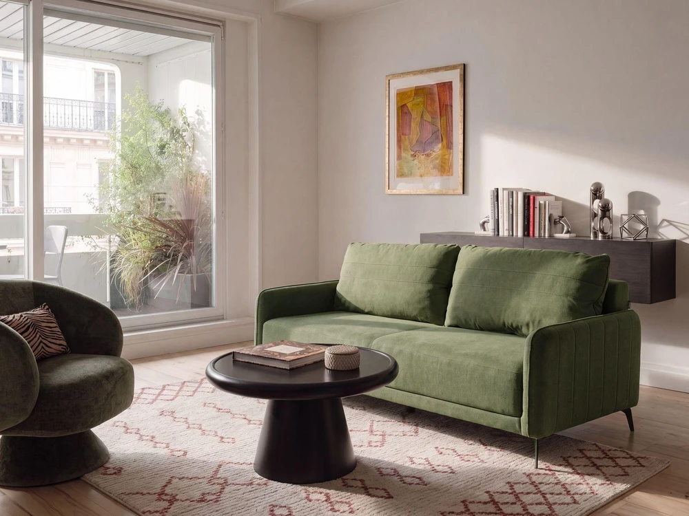 Beliani Trijų vietų sofa-lova HEMING, žalia