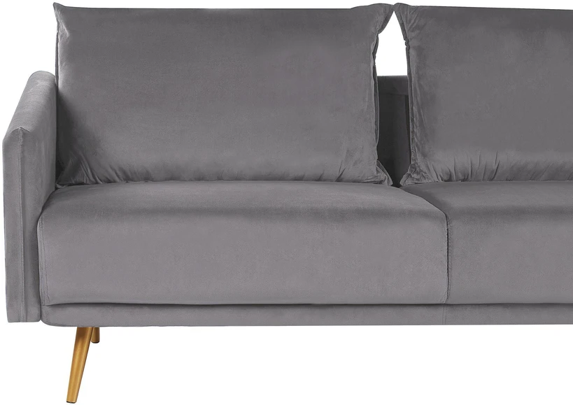 Beliani Trijų vietų sofa MAURA, pilkas veliūras
