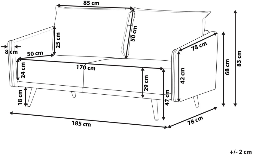 Beliani Trijų vietų sofa MAURA, pilkas veliūras