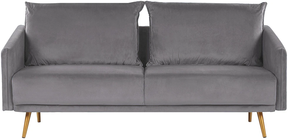 Beliani Trijų vietų sofa MAURA, pilkas veliūras