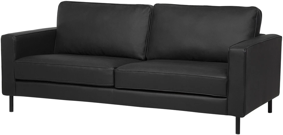 Beliani Trijų vietų sofa SAVALEN iš natūralios odos, juoda