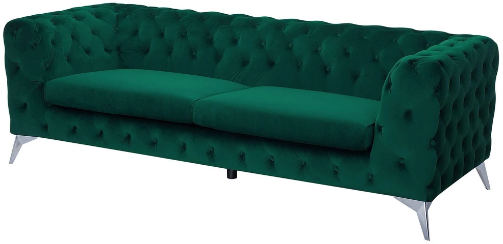 Beliani Trijų vietų sofa SOTRA, veliūras, smaragdo spalva