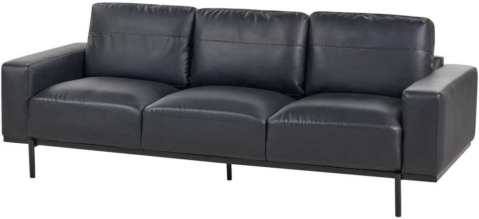 Beliani Trijų vietų sofa SOVIK, eko oda, juoda