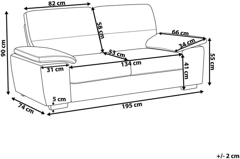 Beliani Trijų vietų sofa VOGAR šviesiai ruda