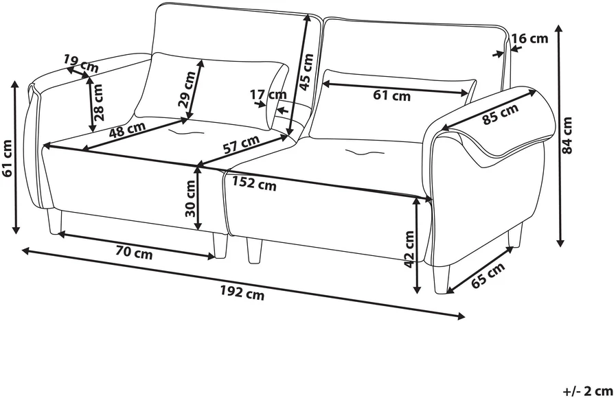 Beliani Trijų vietų sofa WETLAN, balta