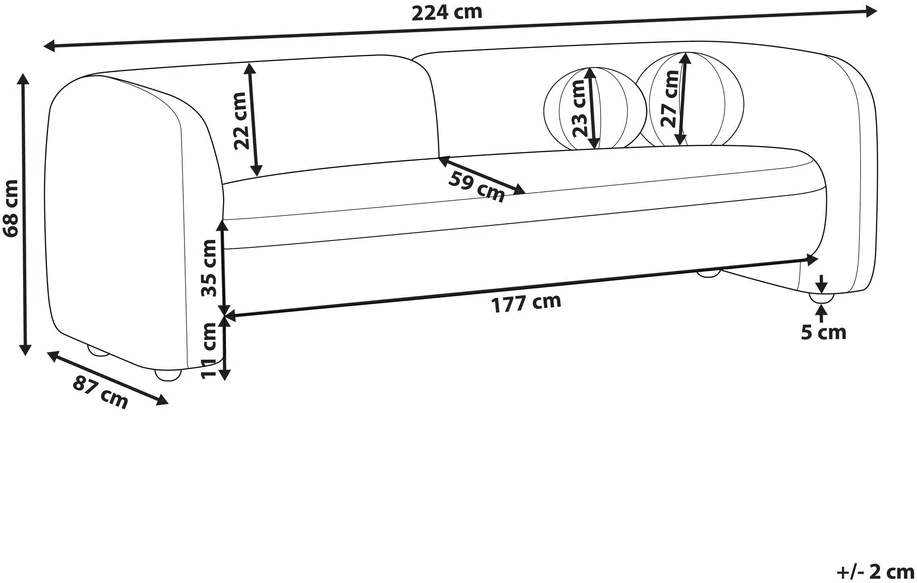 Beliani Trisvietė sofa LEIREN, šenilas, juoda
