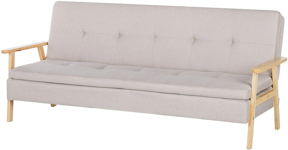 Beliani Trivenė išskleidžiama sofa TJORN smėlio spalvos