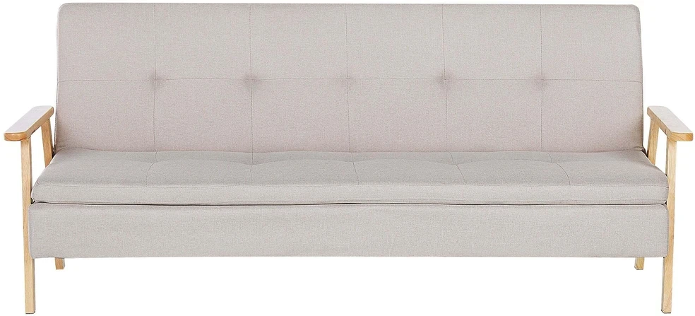 Beliani Trivenė išskleidžiama sofa TJORN smėlio spalvos