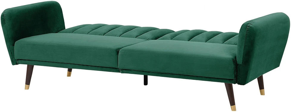 Beliani Trivenė išskleidžiama sofa VIMMERBY, veliūras, smaragdinė