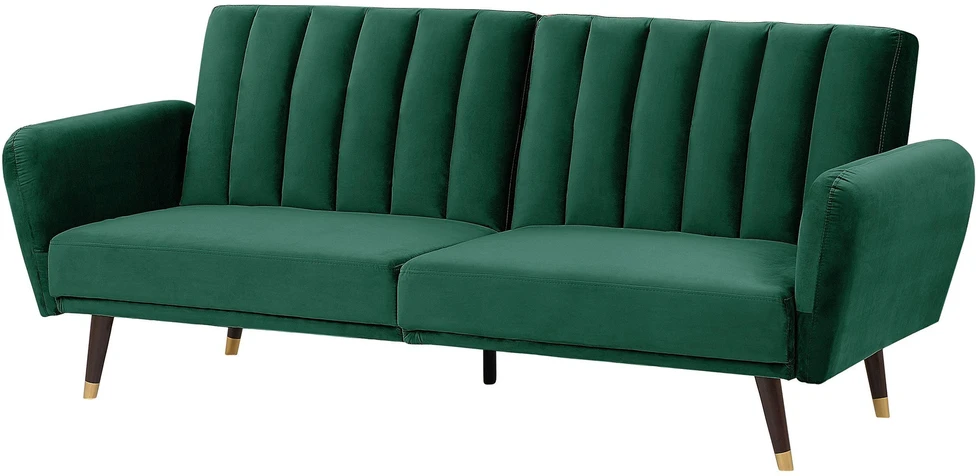 Beliani Trivenė išskleidžiama sofa VIMMERBY, veliūras, smaragdinė
