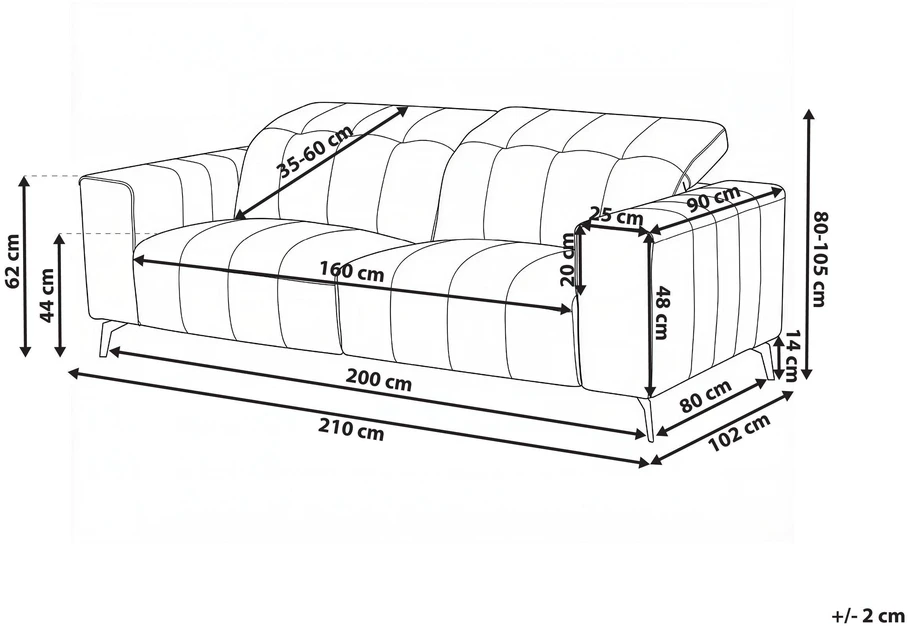Beliani Trivenė sofa OMMEL šviesiai smėlio spalvos