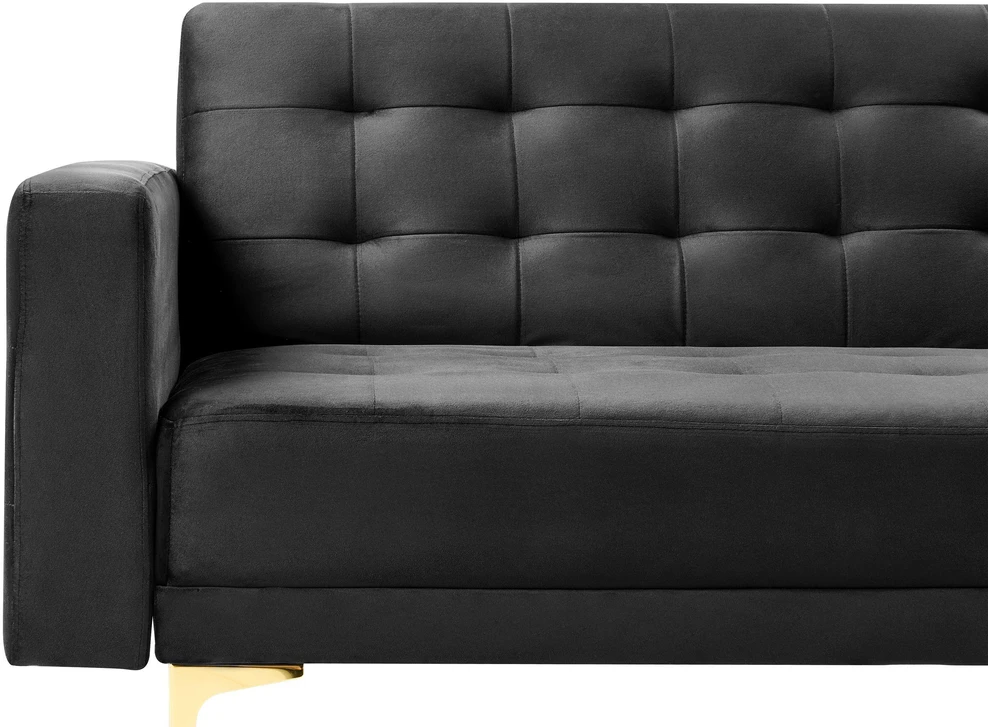 Beliani Trivietė išskleidžiama sofa ABERDEEN, veliūras, juoda