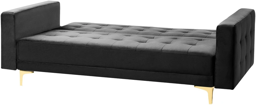 Beliani Trivietė išskleidžiama sofa ABERDEEN, veliūras, juoda