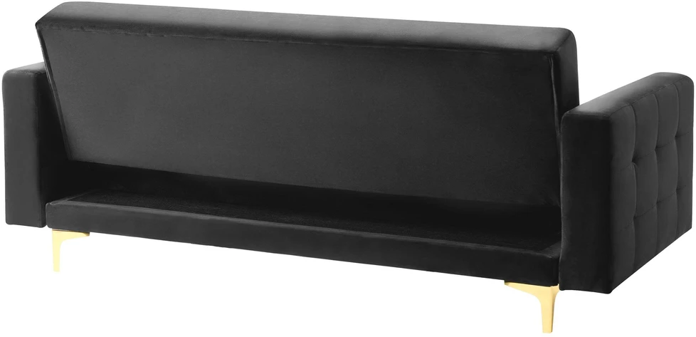 Beliani Trivietė išskleidžiama sofa ABERDEEN, veliūras, juoda