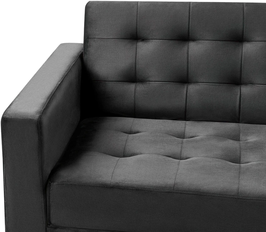 Beliani Trivietė išskleidžiama sofa ABERDEEN, veliūras, juoda