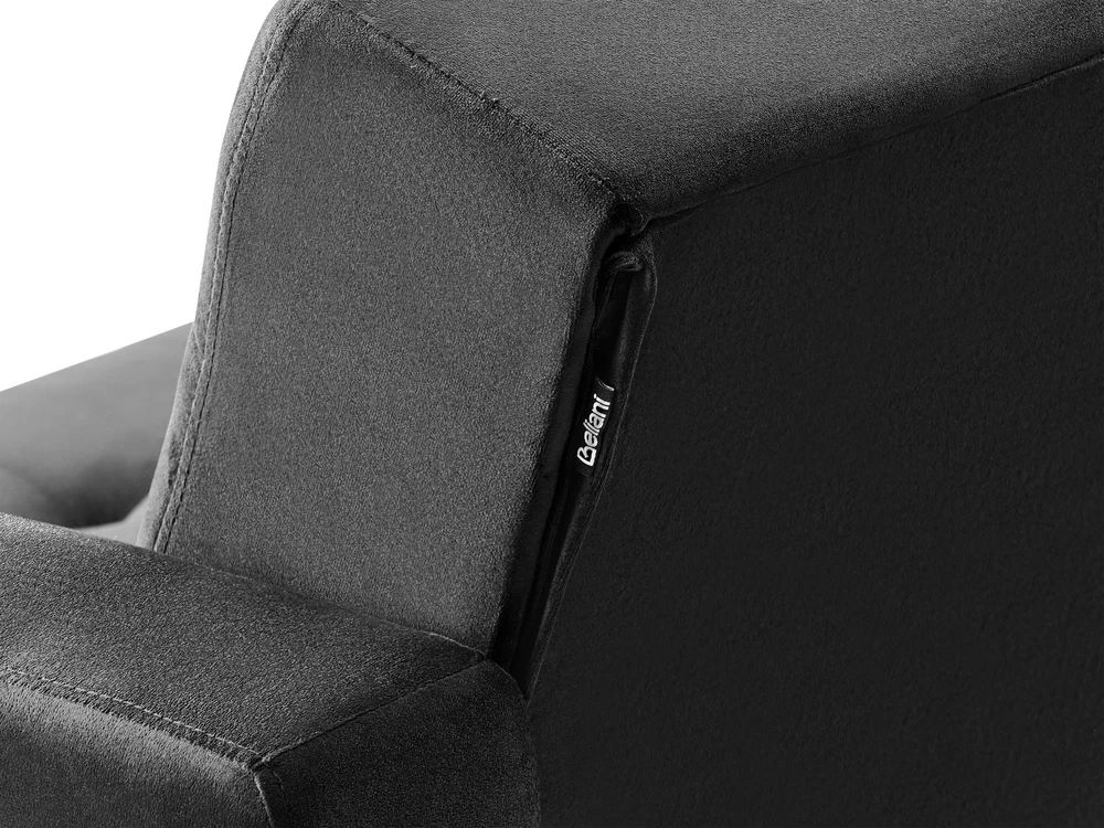 Beliani Trivietė išskleidžiama sofa ABERDEEN, veliūras, juoda