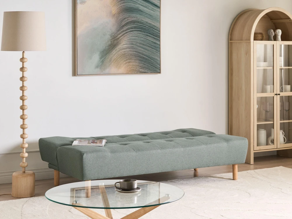 Beliani Trivietė išskleidžiama sofa ALSTEN Žalia
