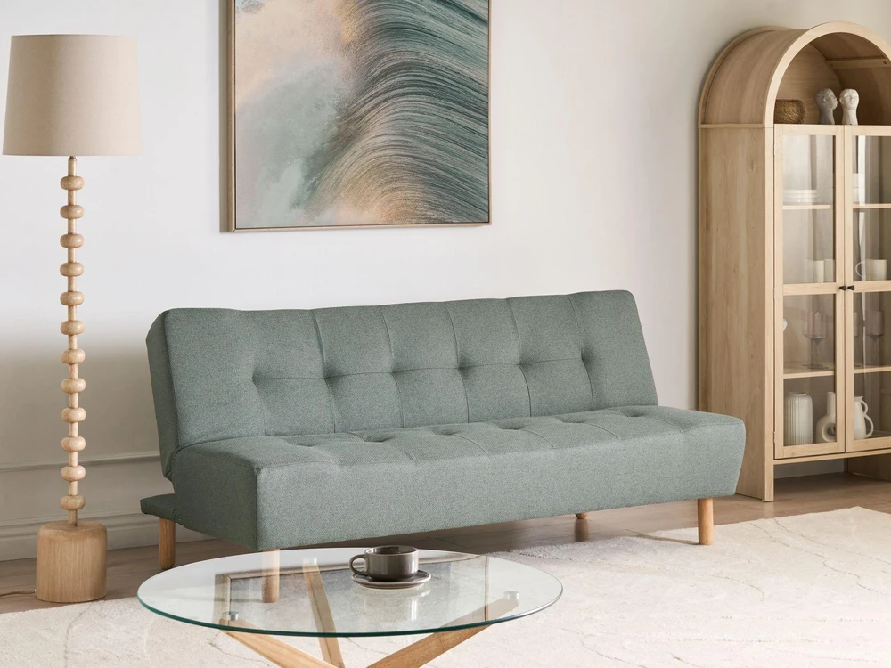 Beliani Trivietė išskleidžiama sofa ALSTEN Žalia