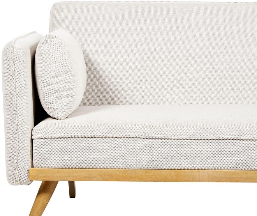 Beliani Trivietė išskleidžiama sofa ASAA, kreminė balta