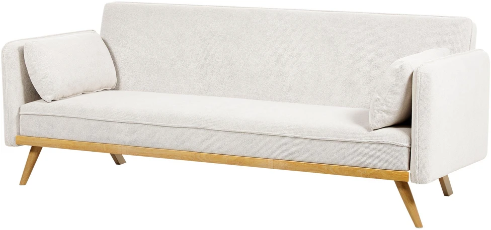 Beliani Trivietė išskleidžiama sofa ASAA, kreminė balta