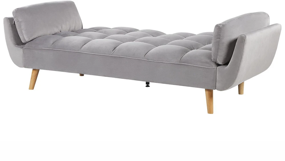 Beliani Trivietė išskleidžiama sofa ASBY, veliūrinė, šviesiai pilka