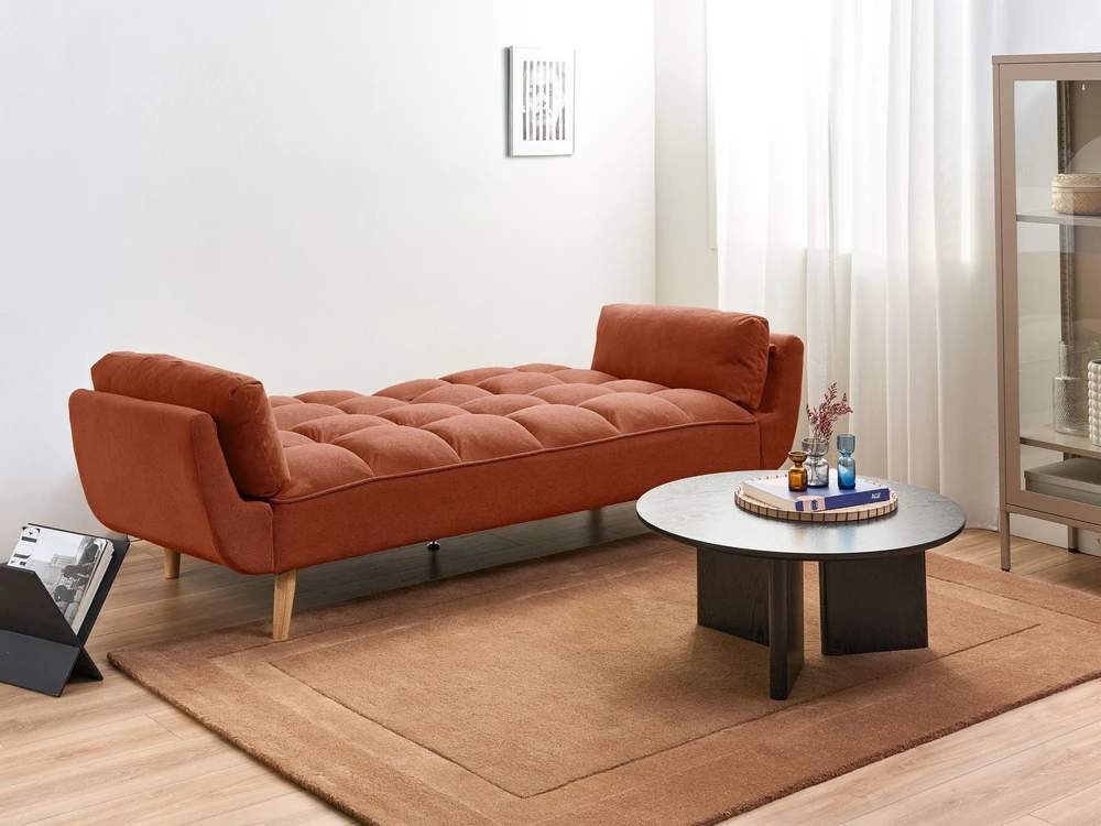 Beliani Trivietė išskleidžiama sofa ASBY, oranžinė